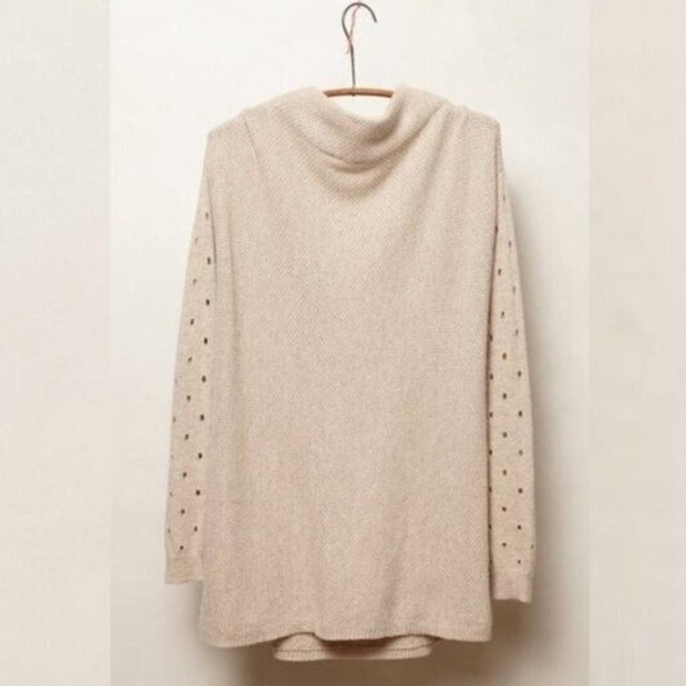 Anthropologie MOTH Ceres Mockneck Sweater Womens Small Beige Cashmere Blend